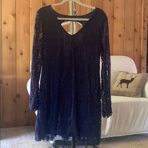Francescas navy blue, long sleeve, lace dress